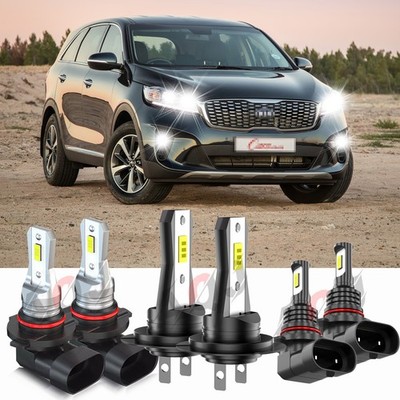 For Kia Sorento 2019-2020 6X 6500K LED Headlight Hi/Lo Beam+Fog Light Bulbs Kit