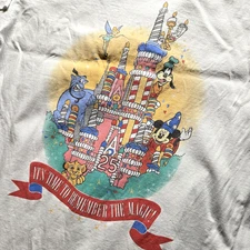90s Disney World 25th Anniversary T-Shirt Mickey VTG XL Graphics Front & Back 