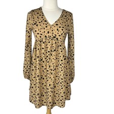 Shein Dalmation Print Dress Womens Size 4 Shirred Knot Backless