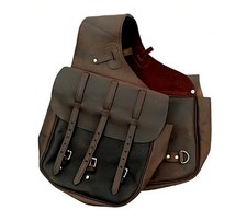 Western Saddle Bag in Vintage Look On Dark Brown Oiled Leather