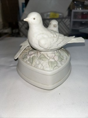 Vintage Crowing Touch Porcelain Dove Music Box Japan. Does No Play