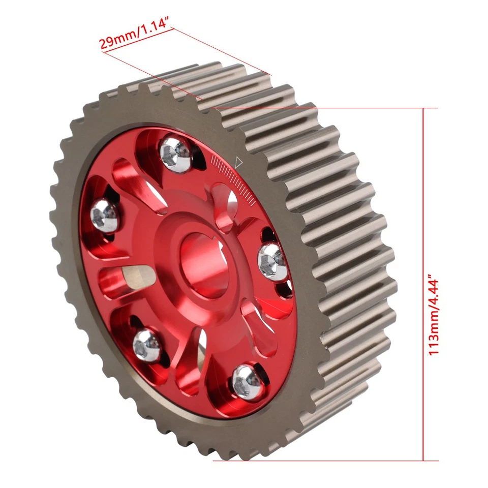 RED Adjustable Timing Gear Pulley Cam Camshaft For Honda Civic D15 CRX D16 VTEC Foto 2 de 4