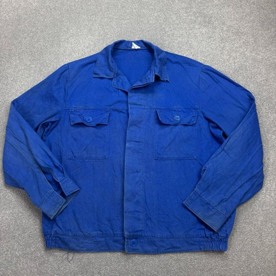 #ad French Jacket Adult Large Blue VINTAGE Workwear Chore Canvas Utility Mens $56.33