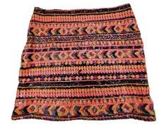 Butterflies Zebras Mini Skirt Size Large Orange Black Sequins Side Zipper