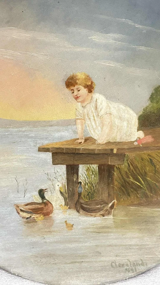 1890's Signed Art Nouveau Painting - note on back side - Image 3 of 4