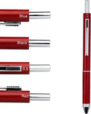 DUNBONG Metal Multifunction Pen, 4 in 1 Multicolor 1 Count (Pack of 1), Red 