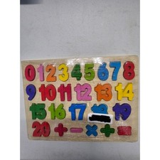 Wooden Number Puzzle 0-20 Educational Math Toy Colorful Chunky Learning Board