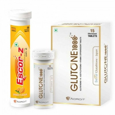 (2er Pack) Skin Lightening Combo Glutone 1000 mit Escor Z-Orangengeschmack