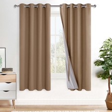 XWZO 100 Blackout Curtains with Tiebacks - 2 Thick Layers, Thermal Insulated