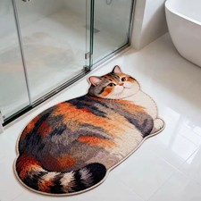 3D Cat Shaped Diatomite Bath Mat Absorbent Non-slip Quick Dry Bathroom Color D