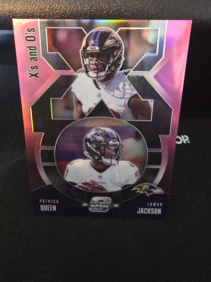 2020 Panini Contenders Optic - XS and Os Lamar Jackson, Patrick Queen #XO5 Pink - Image 2 of 3