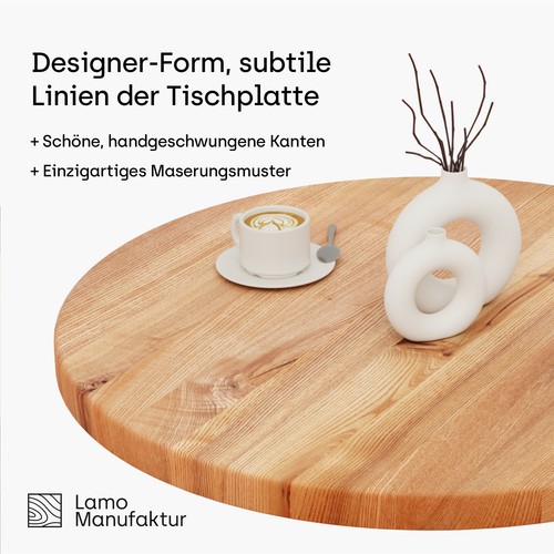 LAMO Manufactura Tabla De Madera Redonda De Madera Natural | Tabla De Mesa - Imagen 5 de 12