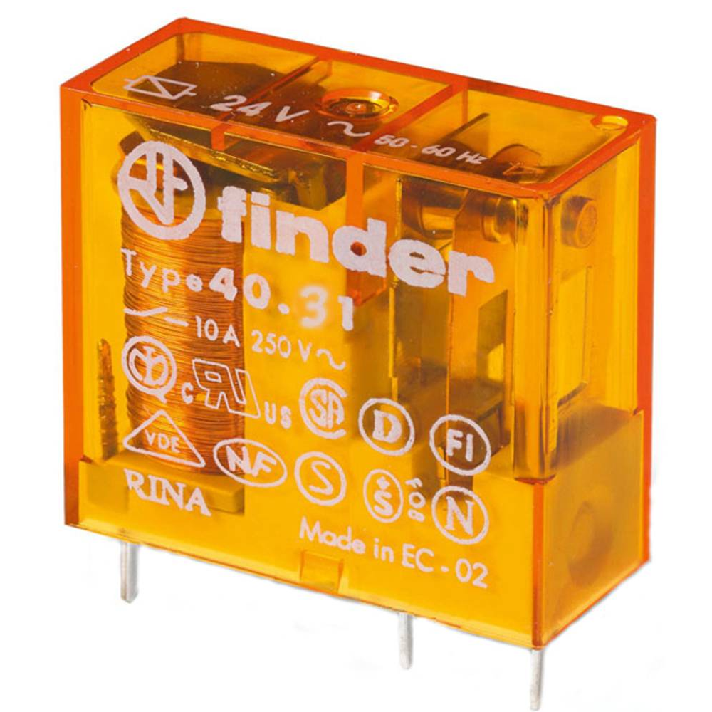Relè di potenza, 24 Vac, SPDT, 12 A, foro passante (THT), serie 40.31 - Finder