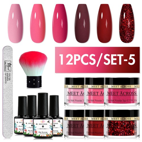 Meet Across 8/12PC/Set 5G Acrylic Dip Powder French Nail Art Natural Dry Dipping - Picture 51 of 54