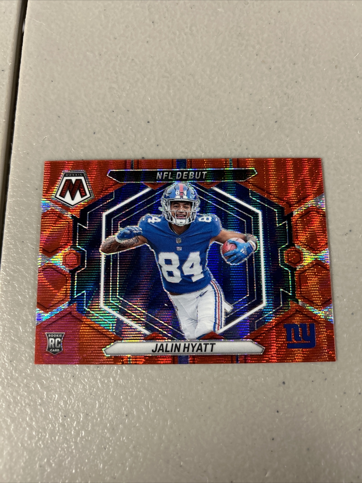 Jalin Hyatt 2023 Panini Mosaic Red Wave NFL Debut New York Giants /9 Rookie SSP