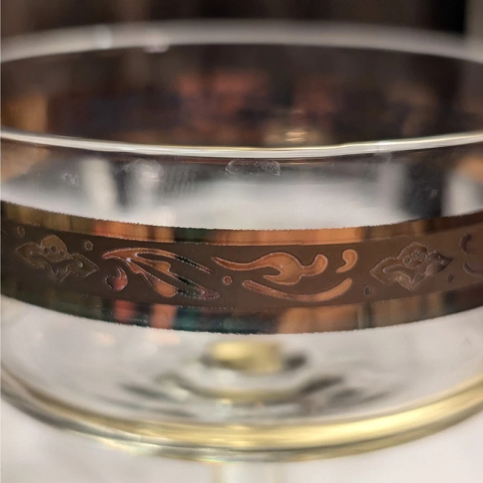 Vasos de cristal Libbey MCM vintage Heritage 4 piezas vajilla en relieve oro 22K Foto 3 de 4