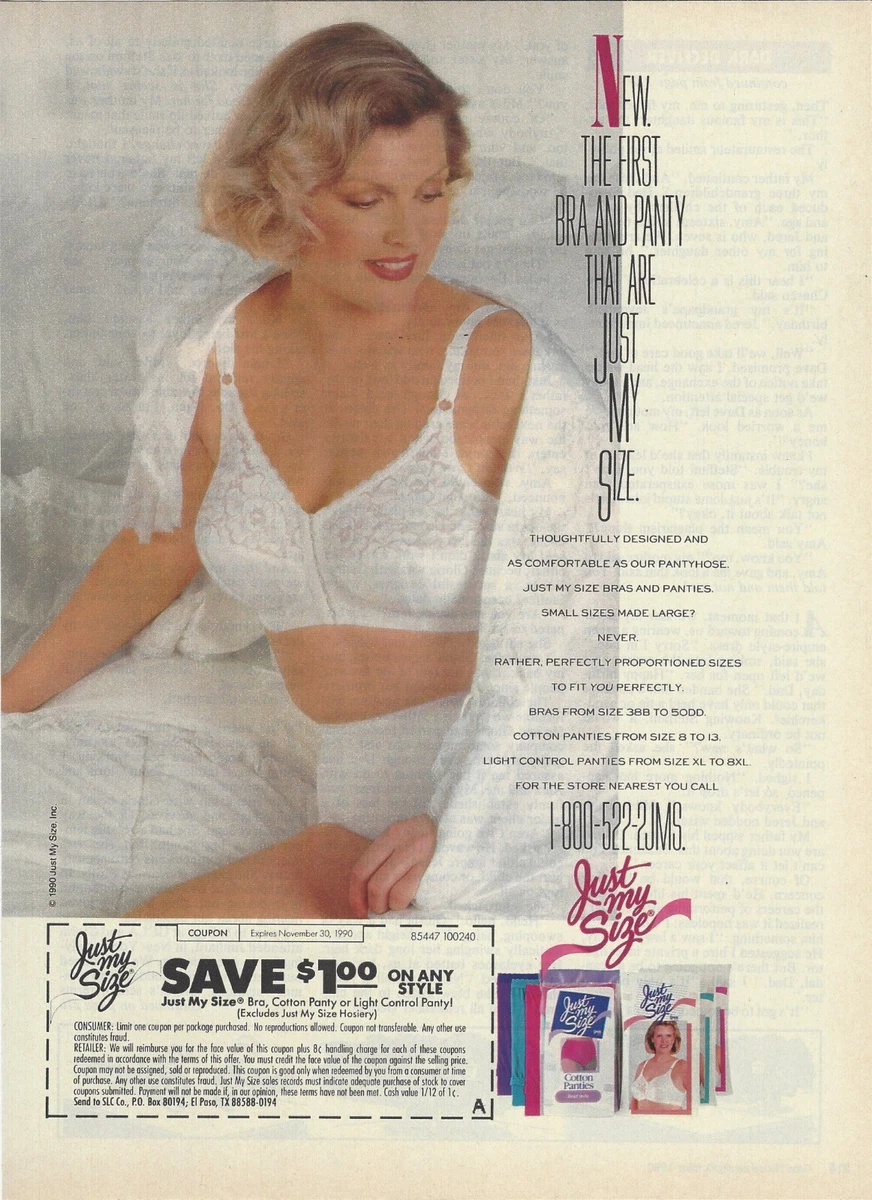 1990 Just My Size Bra Panty Women's Fashion vintage print ad 90's  advertisement