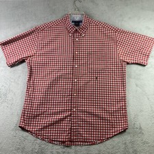 Tommy Hilfiger Shirt Men XL Red Checkered Button Down Crest Logo Pocket Preppy