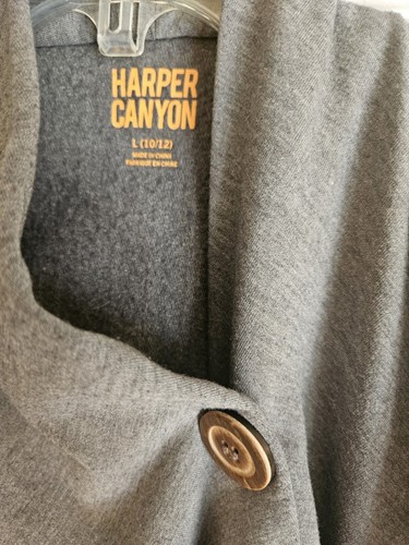 Harper Canyon Girl's Gray Wrap Cardigan Sweater Top size Large 10-12 - Picture 2 of 2