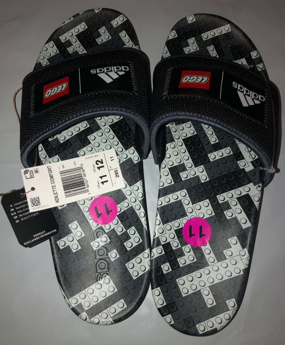 Adidas Adilette Comfort X Lego Slides Soft Everyday Slippers Black
