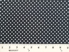 Matte' Jersey White Polka Dots on Black Fabric Print by the Yard D442.10