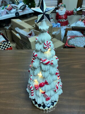 Mackenzie Childs ILLUMINATING PEPPERMINT ICING TREE- HARD TO FIND- NEW/NO BOX
