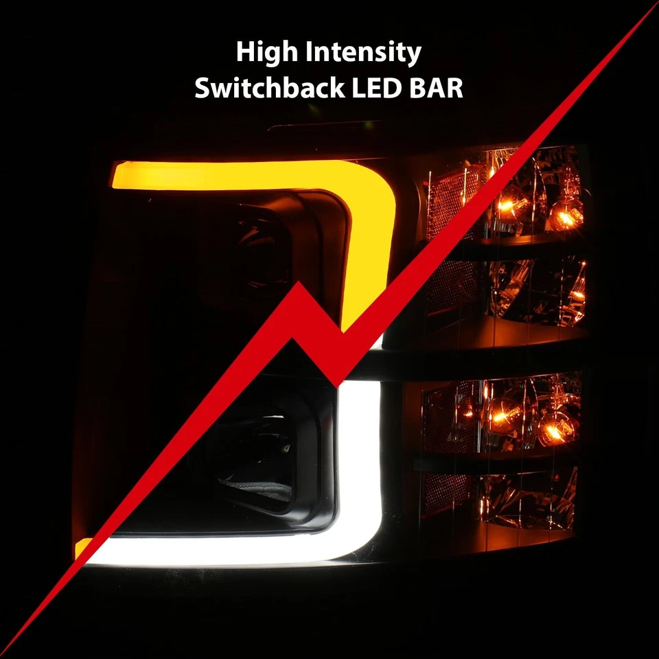 Anzo 111410 Black Switchback LED Bar Projector Headlights For 07-13 Silverado - Image 3 of 4