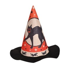 Vintage Style Halloween Felt Witch Hat Black Orange