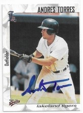 ANDRES TORRES Autographed Signed 2000 Lakeland Tigers card 26 Detroit Tigers COA