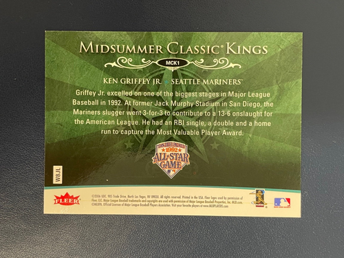 Ken Griffey Jr - 2006 Fleer Ultra MID SUMMER KINGS INSERT #MCK1 SEATTLE MARINERS - Imagen 2 de 2