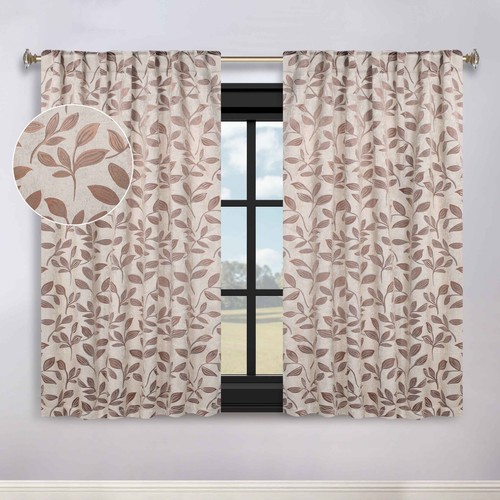 Leaves Washable Room Darkening 52" Back Tabs Blackout Curtains, Set of 2 - Picture 132 of 156