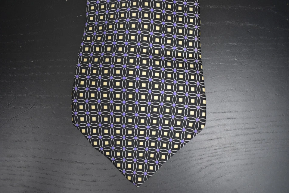 Corbata de cuello vintage Gianfranco Ruffini negro púrpura diseño patrón seda para hombre 4"x56" Foto 2 de 4