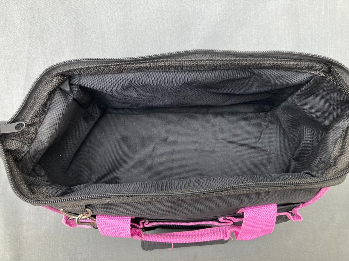 Work Zone Pink Tool Bag w Shoulder Strap Nylon Canvas 12 Pockets