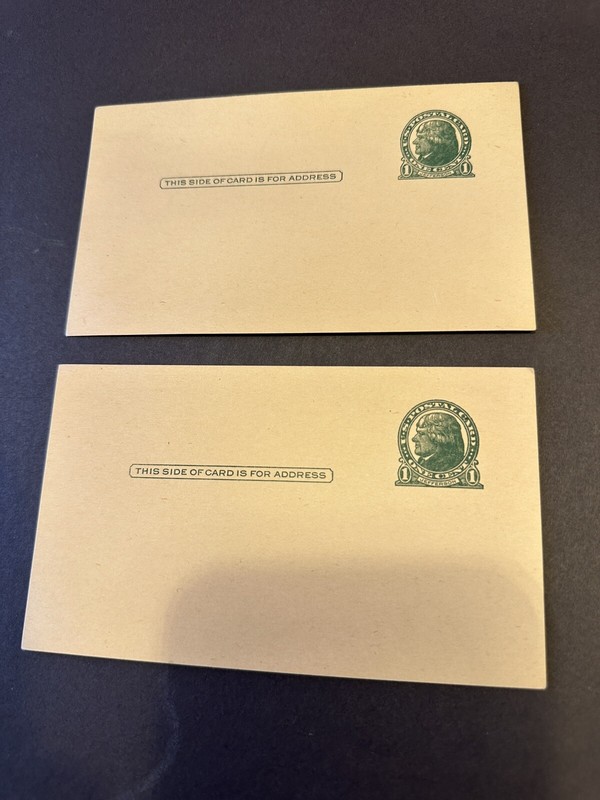 2, BLANK 1 CENT THOMAS JEFFERSON GOVERNMENT POSTCARDS