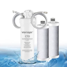 Under Sink Water Filter 19000 Gallons Fit 3/8" faucets 1/2" Cold Water Pipes