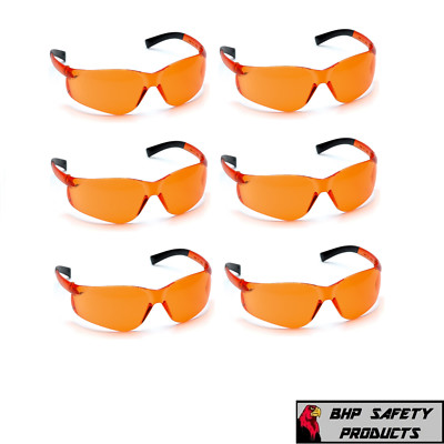 (6 PAIR) PYRAMEX ZTEK SAFETY GLASSES ORANGE LENS SPORT WORK EYEWEAR S2540S Z87+