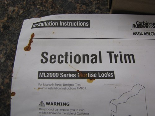 Corbin Russwin ML2000 Series Mortise Passage Locksets - Sectional Trim - New - Bild 2 von 6