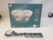 GE LED+ Motion Sensor Outdoor Light Bulb (2) Pack PAR38 1200 Lumens NIB