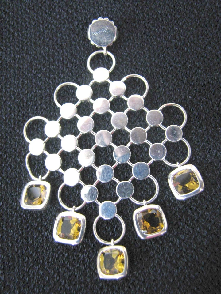 NWT John Hardy Batu Dot Sterling Silver Cognac Quartz Chandelier Earrings $995   - Image 3 of 4