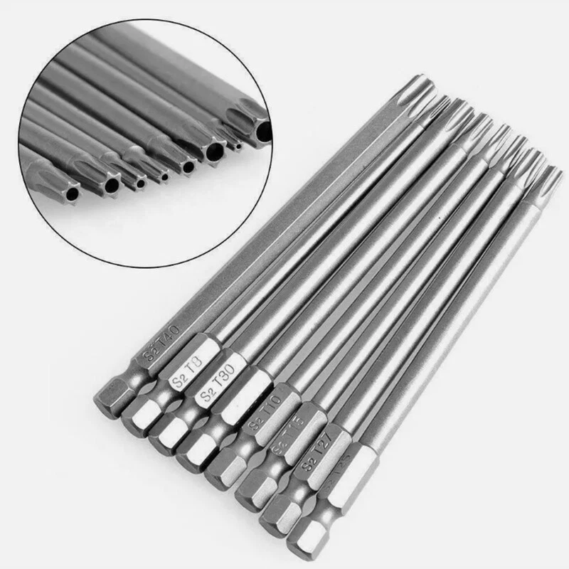 8X Torx Screwdriver Drill Bit Set 100MM Long Hex- T8 T10 T15 T20 T25 T27 T30 T40 - Image 2 of 4