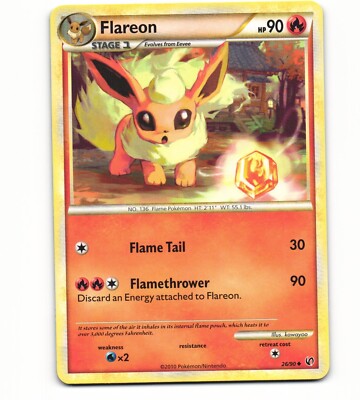 2010 Moderate Play Pokemon 26/90 Flareon Non Holo Undaunted