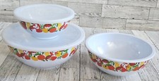 Mickey Mouse Disney Store Bowl Set Of 3 W/ 2 Lids Lot Plastic Fruit Mickey Print