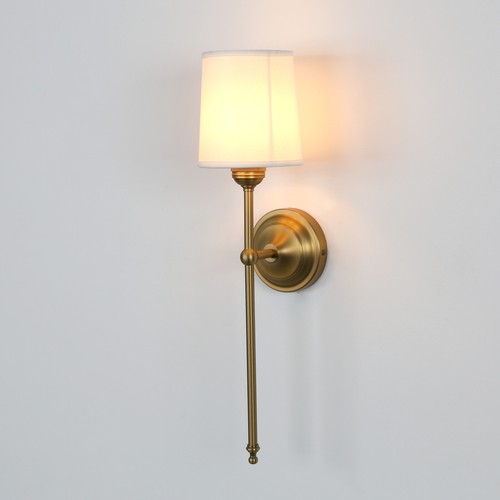 Modern Vintage Wall Sconce Fabric Shade Bedside Lamp Nightstand Light Fixture - Picture 13 of 31