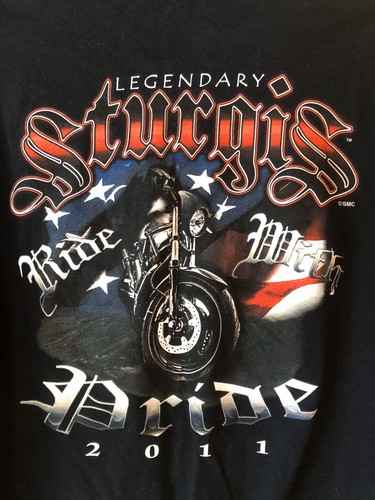 Vintage 2011 Legendary Sturgis Ride With Pride Mens Black L T-Shirt - Picture 6 of 9
