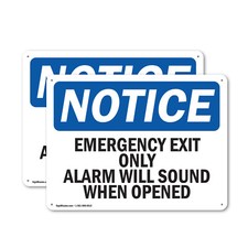 (Paquete de 2) Calcomanía de señal de aviso OSHA solo de salida de emergencia sonará cuando se abra