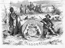 State of Missouri  -  State Seal -  Westward Expansion  -  1855 Antique Print 