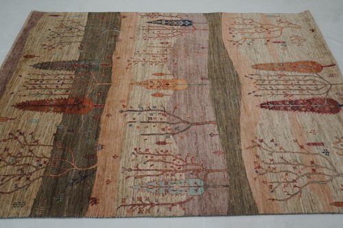 6 x 8 ft Brown tree of life Gabbeh Afghan Hand Knotted Wool Tribal Rug - Picture 3 of 18
