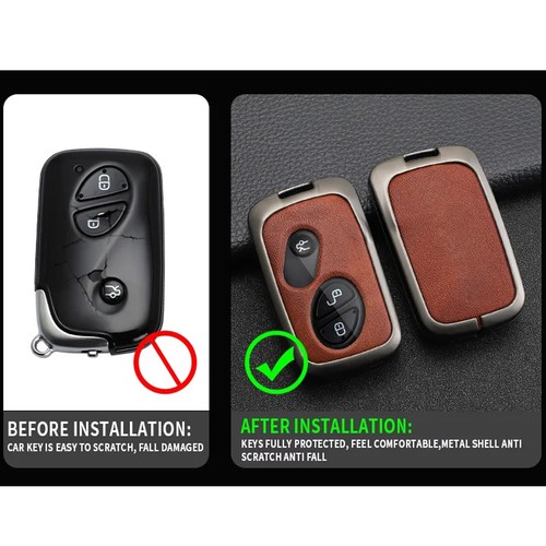 Zinc Alloy Leather Smart Key Cover Fob Case For Lexus ES350 RX350 LS460 RX450 IS - Picture 10 of 28