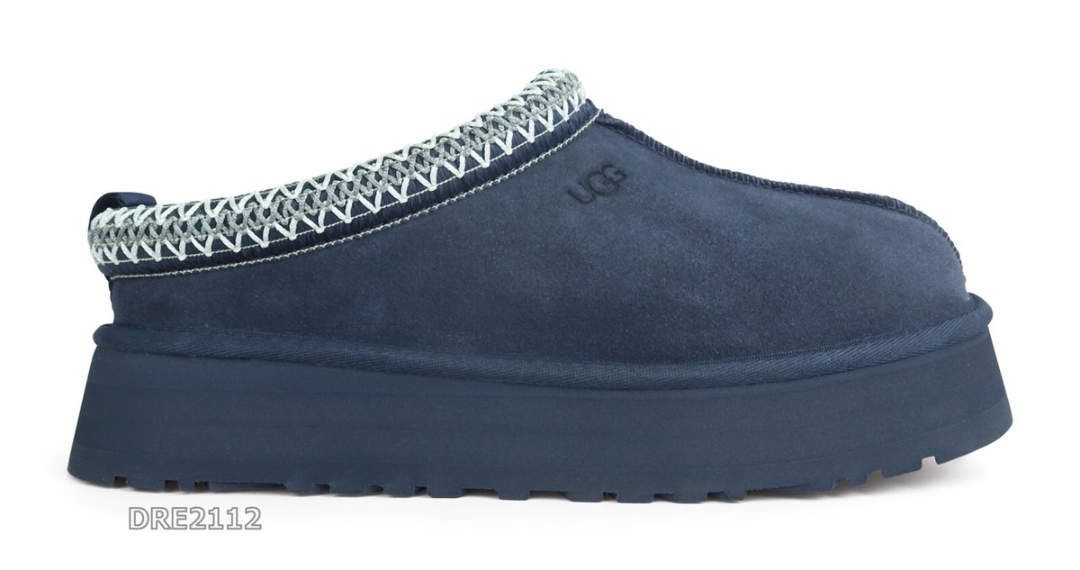 UGG Tazz Desert Blue Suede Fur Slippers Womens Size 8 *NEW* | eBay