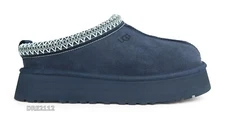 UGG Tazz Desert Blue Suede Fur Slippers Womens Size 8 *NEW*
